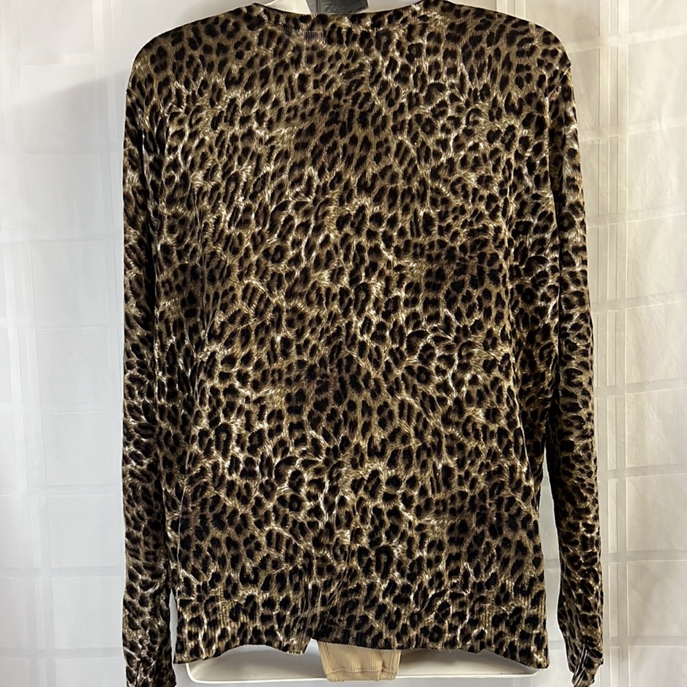 Cathy Daniels Leopard Print Button Down Cardigan … - image 3